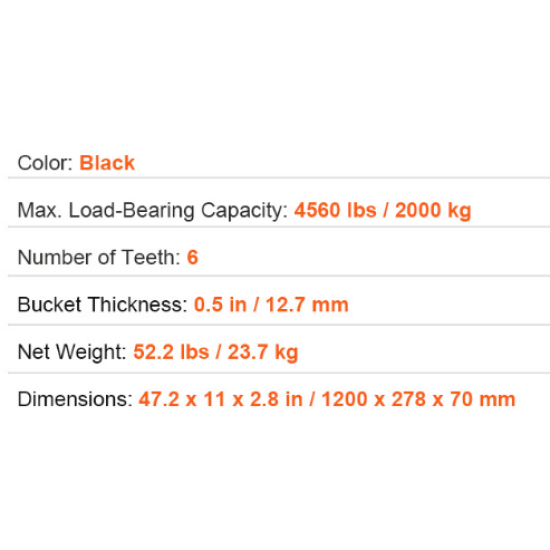 Frontālā kausa zobi papildus plāksne 120cm universāls pielietojums visu veidu traktoriem