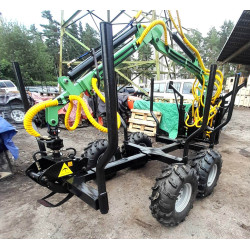 Meža kokvedēja piekabe 4T teleskopisks izvelkams krāns manipulators hidrauliku darbina uzstādīts benzīna motors Labākā cena un kvalitāte Ir arī citi modeļi Timber grapple