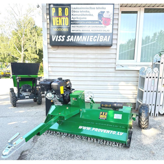 Pļaujmašīna ATV mulčētājs zāles pļāvējs smagiem darba apstākļiem lielie smagie 400g asmeņi elektrostarts piekabināms kvadraciklam ATV 120 ar benzīna 16 Zs Loncin motoru Flail mower