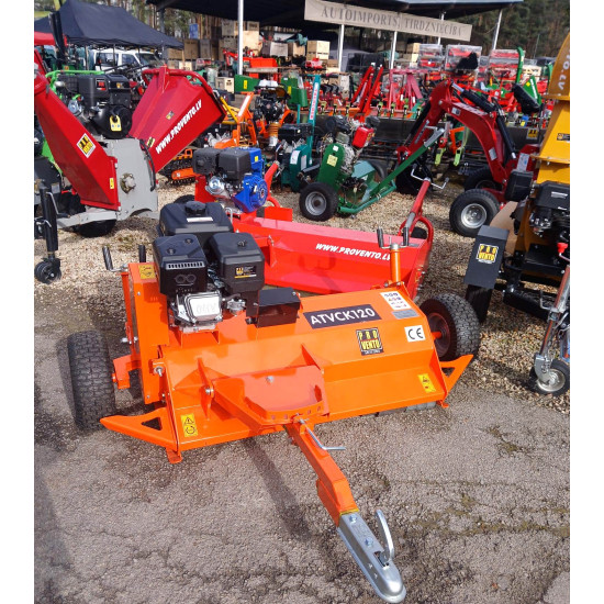 Pļaujmašīna ATV mulčētājs zāles pļāvējs jaunums atverama aizmugure piekabināms riteņi sānos vai aizmugurē ATV120 18Zs motors