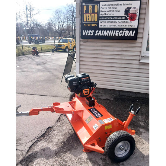 Pļaujmašīna ATV mulčētājs zāles pļāvējs jaunums atverama aizmugure piekabināms riteņi sānos vai aizmugurē ATV120 18Zs motors