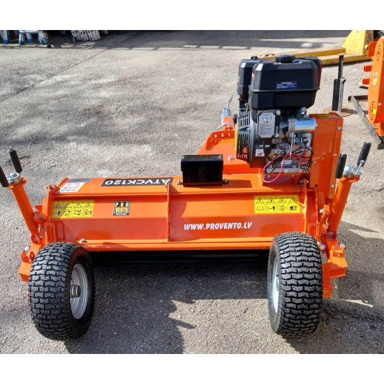 Pļaujmašīna ATV mulčētājs zāles pļāvējs jaunums atverama aizmugure piekabināms riteņi sānos vai aizmugurē ATV120 18Zs motors