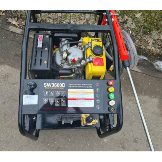 Augstspiediena mazgātājs SW3600DE, ar dīzeļa motoru 10Zs, elektrostarts, max spiediens 248Bar, ūdens 1092 l/h