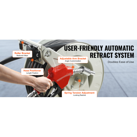 Degvielas piegādes šļūtene 15m ar spoli un automātisko uzpildes pistoli dīzeļdegvielas uzpildes iekārta Mini DUS