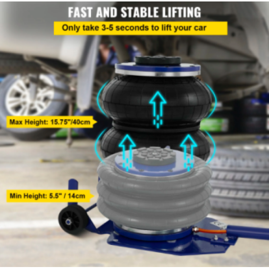 Domkrats pneimatiskais pacēlājs ar gaisu darbināms 3T celtspēja regulējams kāts