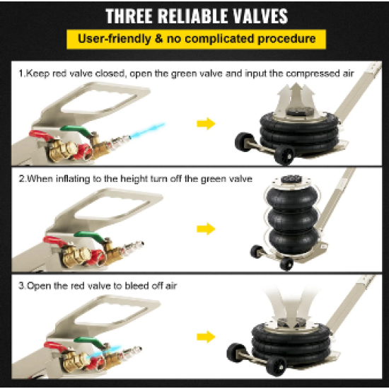 Domkrats pneimatiskais pacēlājs ar gaisu darbināms 3T celtspēja regulējams kāts
