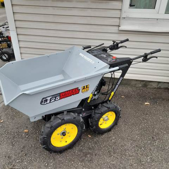 Moto ķerra Motorrati ar jaunā tipa Stage V motoru Briggs Stratton ar elektrisku startēšanu, dumperis - vedējs, pašizgāzējs ar motoru, dumpers 5,5 Zs 4x4