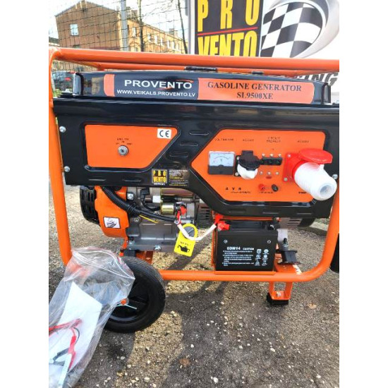 Ģenerators Max 8kW 3 fāzes, 220V/380V , benzīna dzinējs 20Zs, ar elektrisko un rokas starteri, ar riteņiem