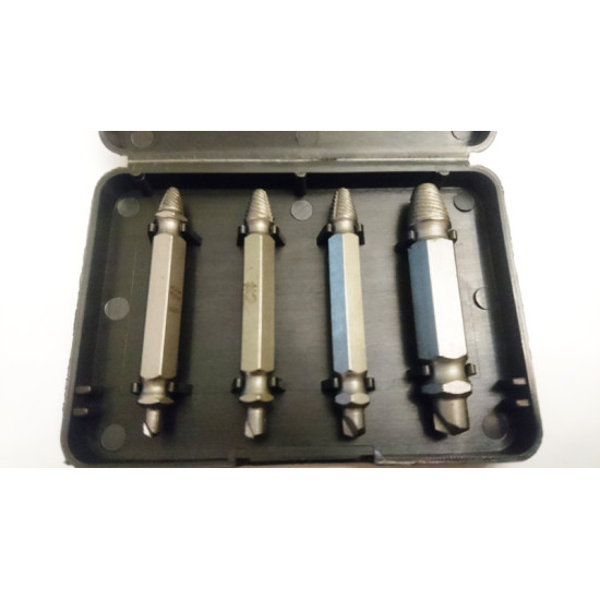 Ierīce palīgierīce nolauztu skrūvju izskrūvēšanai. Dažādi izmēri komplektā.