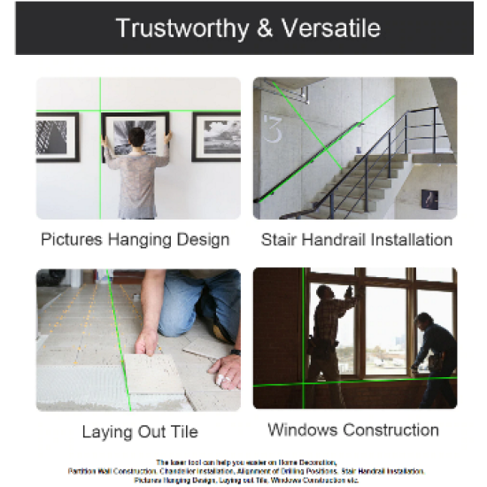 Lāzera līmeņrādis, krusteniskais, krustlīniju, krustleņķa HUEPAR, zaļie stari, pašlīmeņojošs 9011G