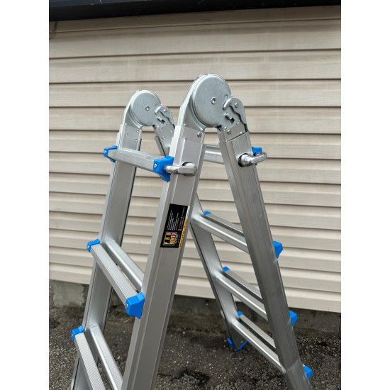 Kāpnes Trepes A tipa 4x6 Multi izvelkamas saliekamas universālas multifunkcionālas 4 daļas 6 pakāpieni (arī 4x3, 4x4 4x5) Lielie paaugstinātas izturības apaļie šarnīri