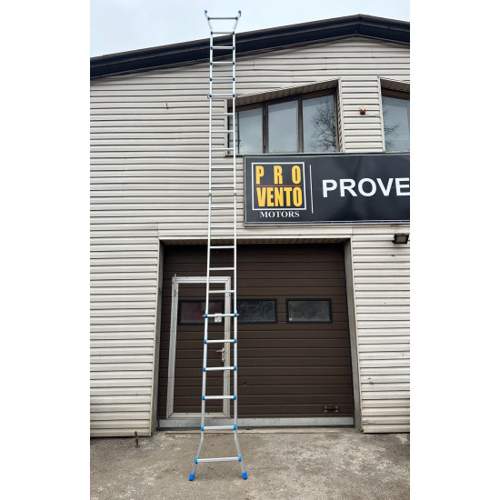 Kāpnes Trepes A tipa 4x6 Multi izvelkamas saliekamas universālas multifunkcionālas 4 daļas 6 pakāpieni (arī 4x3, 4x4 4x5) Lielie paaugstinātas izturības apaļie šarnīri