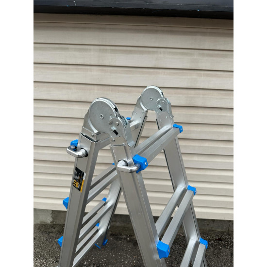 Kāpnes Trepes A tipa 4x6 Multi izvelkamas saliekamas universālas multifunkcionālas 4 daļas 6 pakāpieni (arī 4x3, 4x4 4x5) Lielie paaugstinātas izturības apaļie šarnīri