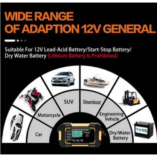 Akumulatoru lādējamā ierīce ineliģentais lādētājs GEL ,AGM VRLA ar digitālu displeju un visiem pārējiem akumulatoriem 12V max 6 A