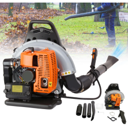 Lapu pūtējs Sniega pūtējs ar reti sastopamo jaudīgāko 2 taktu 72ccm benzīna motoru uz muguras liekams 
