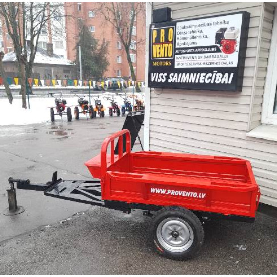 Piekabe motoblokam lielā ar noņemamiem bortiem universāla 1,4m x 0,8m x 0,3m