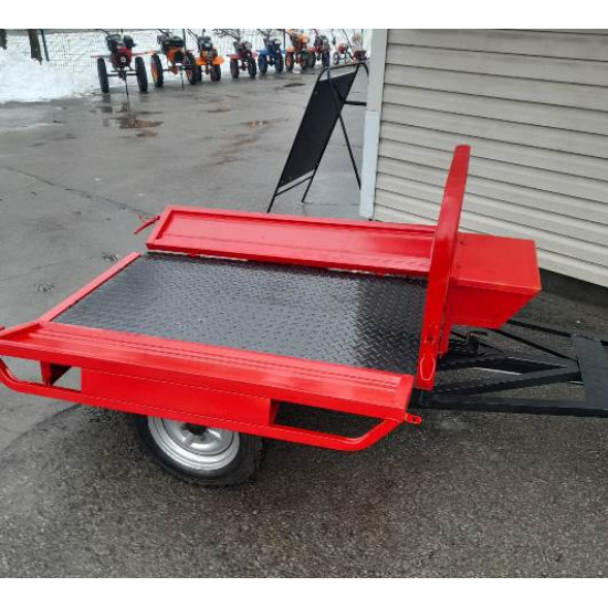 Piekabe motoblokam lielā ar noņemamiem bortiem universāla 1,4m x 0,8m x 0,3m