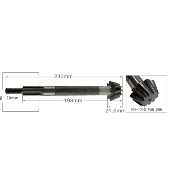 Zobrats vārpsta motobloka reduktors, ātrumkārbai 10 zobi, 178F 186F, garums 230mm