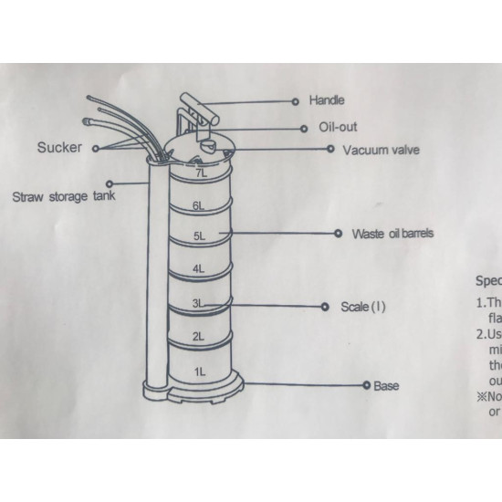 Eļļas izsūcējs, šķidrumu izsūcējs, eļļas izsūkšanas ierīce, 7 litru tilpums, tehniskā šķidruma sūkšanas rezervuārs, Ūdens izsūcējs akvārijiem u.c.