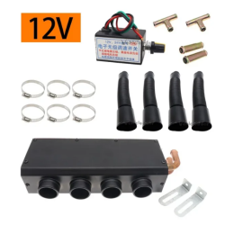 Apsildes krāsniņas komplekts 12V ar slēdzi un caurulēm antifrīza caurplūdes ar ventilatoru auto apkure salona mašīna traktors autobuss universāls pielietojums