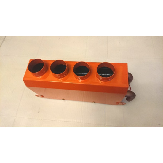 Apsildes krāsniņa antifrīza caurplūdes ar ventilatoru 12V,  4 atveres auto apkure sildītājs salona apsilde 300x160x90mm mašīna, traktors, autobuss universāls pielietojums, apsildes radiators ar motoru, dažādai tehnikai siltuma jauda 1500W