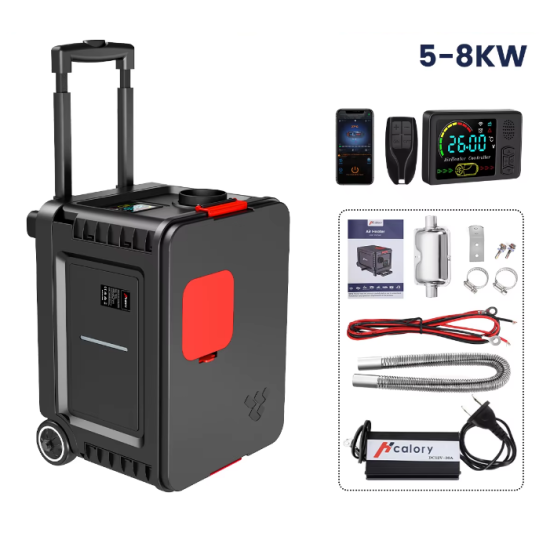 Autonomā apkure apsilde salonam 220V / 12 / 24V  5-8 Kw salona sildītājs koferī ar rokturi un ritenīšiem dīzeļdegvielas sildītājs ar dīzeļdegvielu Webasto Eberspacher Airtronic analogs