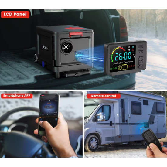 Autonomā apkure apsilde salonam 220V / 12 / 24V  5-8 Kw salona sildītājs koferī ar rokturi un ritenīšiem dīzeļdegvielas sildītājs ar dīzeļdegvielu Webasto Eberspacher Airtronic analogs