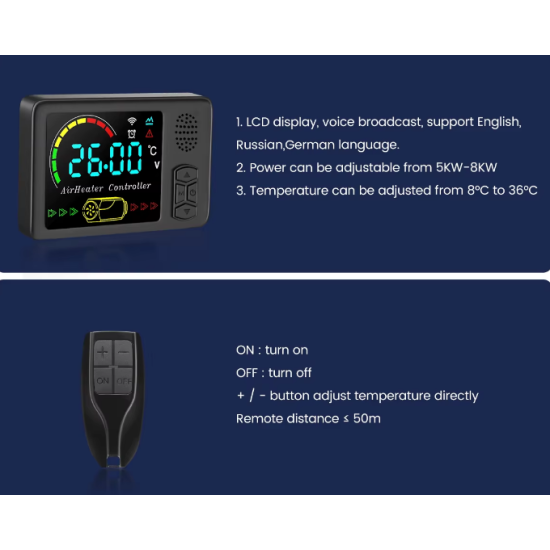 Autonomā apkure apsilde salonam 220V / 12 / 24V  5-8 Kw salona sildītājs koferī ar rokturi un ritenīšiem dīzeļdegvielas sildītājs ar dīzeļdegvielu Webasto Eberspacher Airtronic analogs