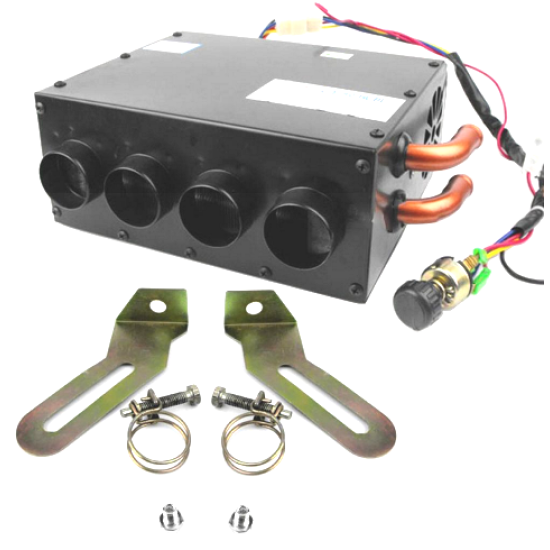 Apsildes krāsniņa antifrīza caurplūdes ar ventilatoru 12V komplektā ar slēdzi un vadiem auto apkure salona apsilde: mašīna, traktors, autobuss universāls pielietojums, apsildes radiators ar motoru, dažādai tehnikai
