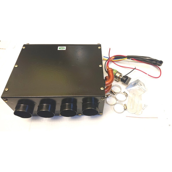 Apsildes krāsniņa antifrīza caurplūdes ar ventilatoru 12V komplektā ar slēdzi un vadiem auto apkure salona apsilde: mašīna, traktors, autobuss universāls pielietojums, apsildes radiators ar motoru, dažādai tehnikai