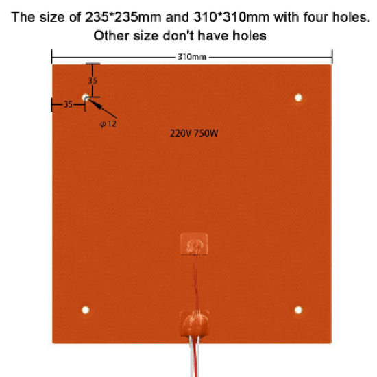 Motora priekšapsilde silikona sildītājs priekšsildītājs dažādām vajadzībām kartera sildītājs silikona uzlīme uz motora kartera 31x31cm 220V 750w mašīnām, traktoriem u.c. tehnikai universāls pielietojums