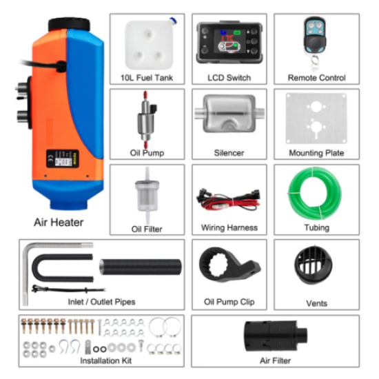 Autonomā apkure apsilde salonam 12V 8Kw iebūvējama salona apsilde dīzeļdegvielas sildītājs ar dīzeļdegvielu Webasto Eberspacher Airtronic analogs