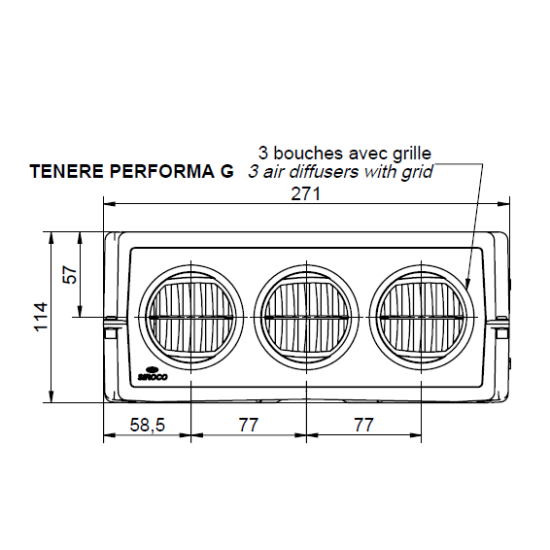 Apsildes krāsniņa SIROCO (Francija) Tenere Performa G  12V antifrīza caurplūdes ar ventilatoru auto apkure salona apsilde: mašīna, traktors, autobuss universāls pielietojums, apsildes radiators ar motoru, dažādai tehnikai