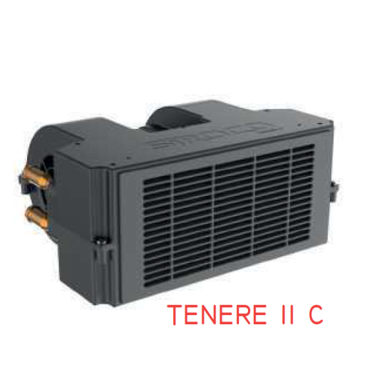 Apsildes krāsniņa SIROCO (Francija) Tenere II C antifrīza caurplūdes ar ventilatoru 12V auto apkure salona apsilde sildītājs: mašīna, traktors, autobuss universāls pielietojums, apsilde radiators ar motoru