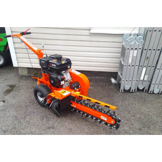 Tranšeju racējs augstuma regulēšana ar skrūves mehānismu un benzīna motoru 16 zs kabeļu ūdensvadu ierīkošanai