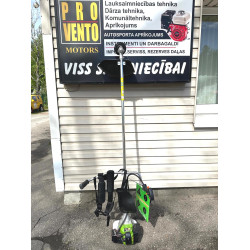 Trimmeris jaudīgais 52cc 2 taktu benzīna motors 2,6 ZS. Iesakam nepirkt ar mazākiem motoriem par 52ccm. Zobstienis ar šlicēm!