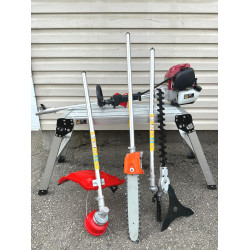 Trimmeris multifunkcionāls 4taktu motors GX35 nav jāsajauc benzīns ar eļļu ar dažādiem maināmiem galiem visiem darbiem benzīns 4in1