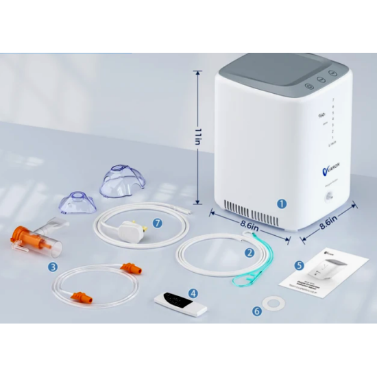 Skābekļa koncentrators VARON 1 - 7 l/min Regulējams 30% - 90% skābekļa daudzums Anjona funkcija (oxygen) koncentratori sadzīves vajadzībām